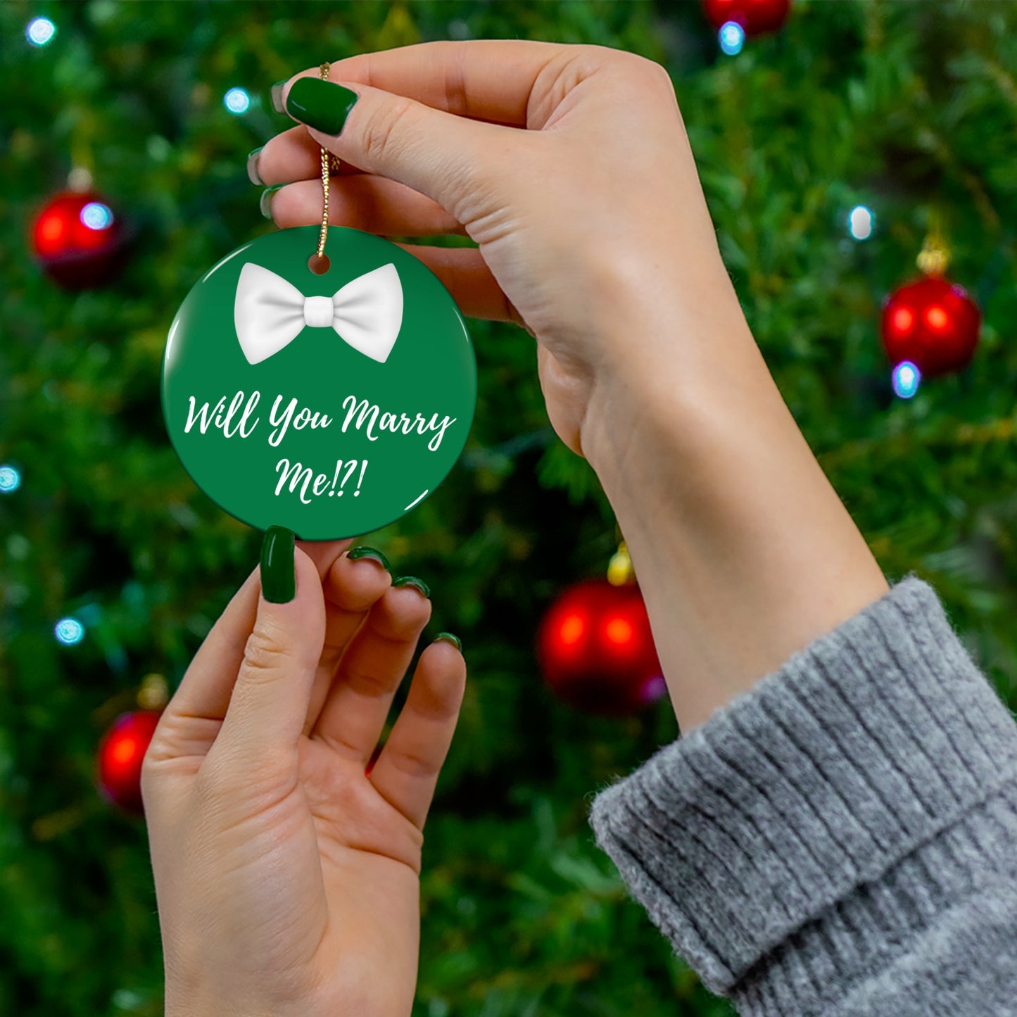 Colored Ceramic Proposal Ornament